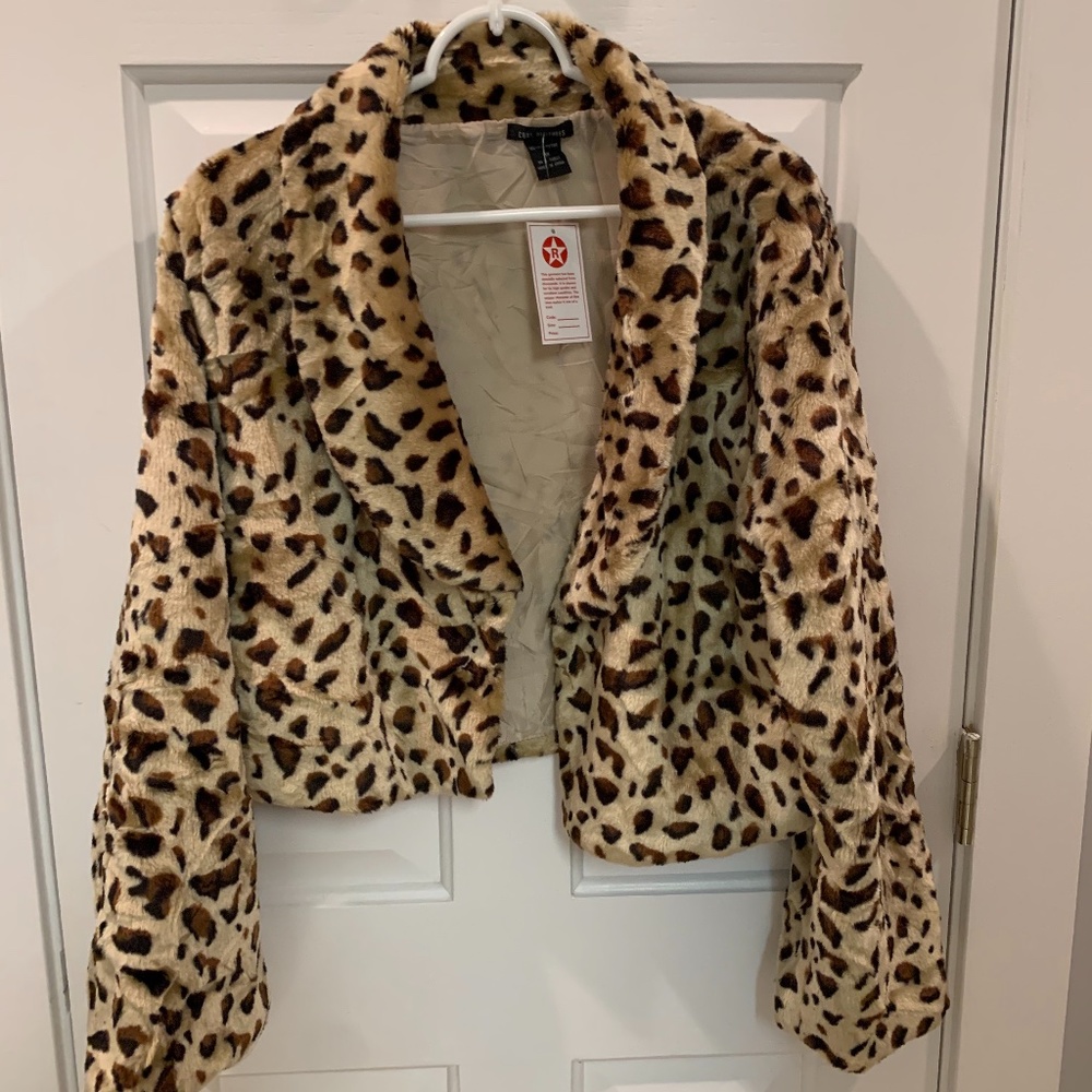 Leopard Print Cropped Jacket Size 1X